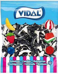 1,5 kg Vidal Gummy Sharks - Pose med Vingummi og Skum Formet som Haier