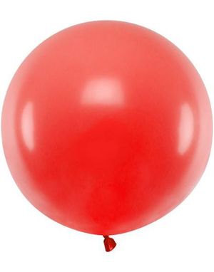 Rød Pastellfarget Rund JUMBO Ballong 60 cm