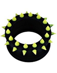 Svart Piercing Tunnel med Gule Spikes