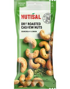 Nutisal Dry Roasted Cashewnuts Sourcream & Onion - Cashewnøtter med Sourcream & Onion Smak 60g
