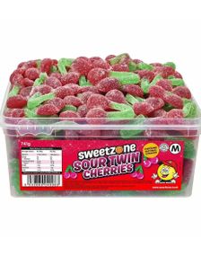 Sweetzone Sour Twin Cherries – Boks med Sure Vingummi-kirsebær 741 gram