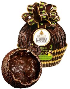 Grand Ferrero Rocher Dark - Stort Hult Mørkt Sjokoladeegg med Hasselnøttbiter 125 gram