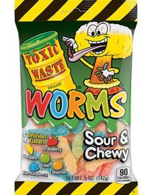 1756598400_1Toxic Waste Worms - Vingummimarker med 5 Forskjellige Sure Smaker 142 gram