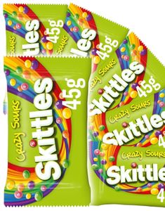 36 stk Skittles Crazy Sours - Tyggepastiller med Forskjellige Sure Fruktsmaker - Hel Eske 1,62 kg