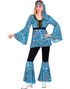 60's Svart Hippiekostyme med Fargerike Blomster til Dame - XL