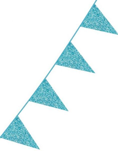 Baby Blå Glitter Banner med Vimpel Flagg 6 meter