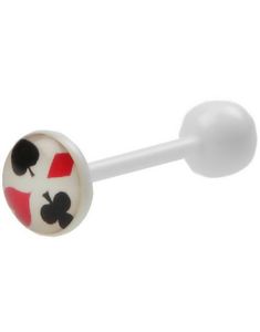 Poker Player - Hvit Tungepiercing