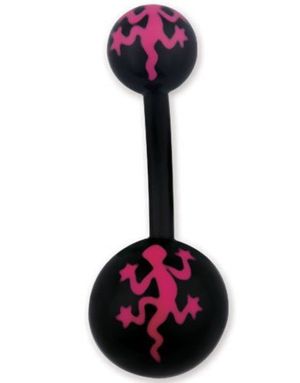 Salamander Svart og Rosa Navlepiercing
