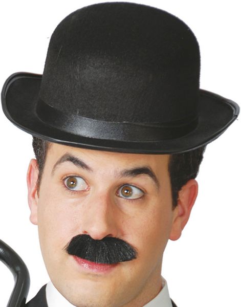 Svart Charlie Chaplin Inspirert Bowlerhatt med Satinbånd