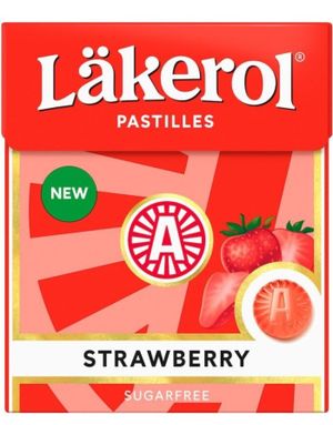 Läkerol Strawberry Sugarfree / Sukkerfrie Pastiller med Jordbærsmak 25 gram