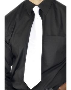 Hvitt Gangster Slips i Satin