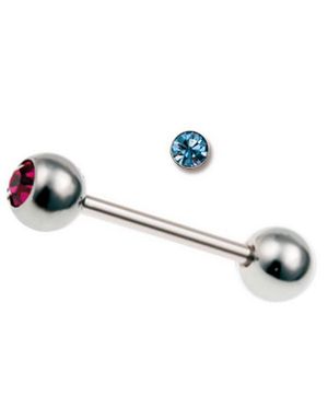 Pen Tungepiercing med Turkis Sten