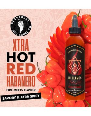 Heartbeat Hotsauce - In Flames Xtra Hot Red Habanero - X-Sterk Chilisaus med Red Habanero 177 ml (Canada)