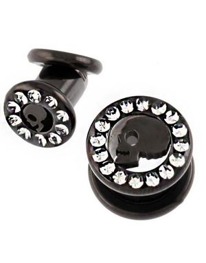 Dead Head - Svart Piercing Tunnel med Stener