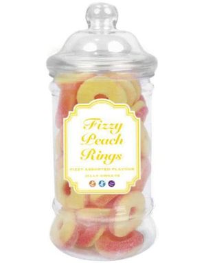 Zed Candy Fizzy Peach Rings Boutique Jar - Brusende Vingummi Ferskenringer i Flott Krukke 235 gram