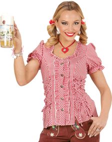 Rød og Hvit Rutete Oktoberfestskjorte til Dame