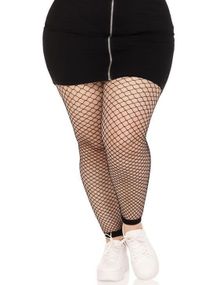 Plus size industrielle nettingtights uten fot – svart