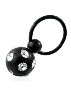 Svart BCR Piercing Glitrende Hengende Kule - 1.2 x 10 mm