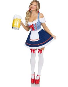 Oktoberfest Cutie - Oktoberfestkjole i Blå, Hvit og Rød
