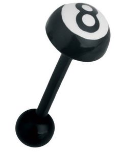 Eight Ball - Svart Tungepiercing