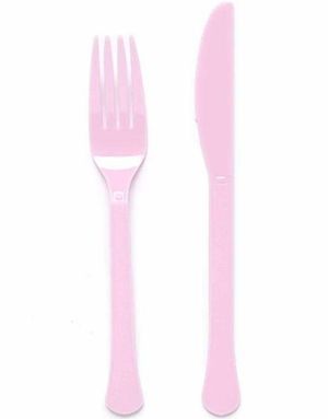 24 Delers Gjenbrukbart Lys Rosa Plastbestikk