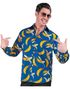 Blå UV Glow Kostymeskjorte med Bananmotiv til Herre - XX-Large
