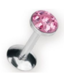 Labret med Glitrende Rosa Stener - 1,2 x 8 mm
