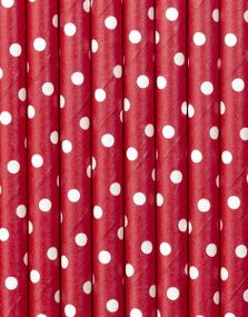 10 stk Røde og Hvite Polka Dot Sugerør 