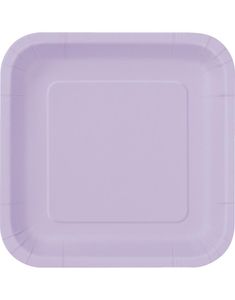 14 stk Firkantede Lavendel Papptallerkener 22 cm