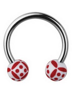 Øyenbrynspiercing Round with Dice - White/Red - 1.2 x 10 mm