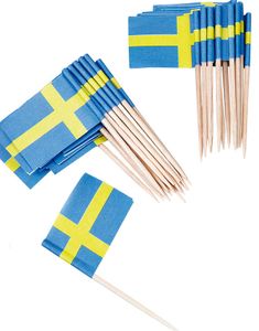 50 stk Muffins/Kakedekorasjoner med Svenske Flagget
