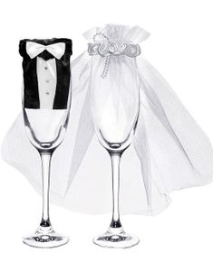 Dekorasjonsett til To Vinglass for Bryllup