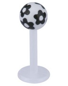 Labret m/Blomster - Hvit/Svart - Strl 1,2x8x4mm
