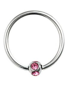 BCR Piercing med Rund Kule og Rosa Stener