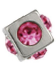 Firkantet Stålkule med Rosa Stener - 4 mm Stålkule til 1,6 mm stang
