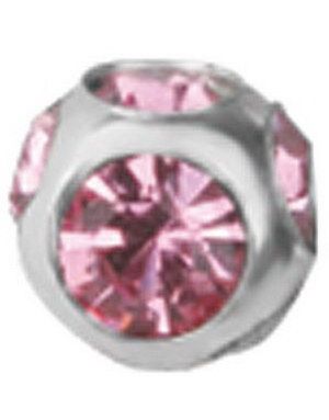 Diamond Spaceship - Sølvfarget Stålkule med Rosa Stener