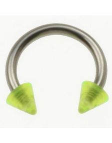 Rund Øyenbrynspiercing med Grønne Spike Kuler - 1.2 x 8 mm