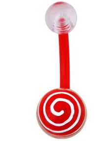 Hypnotize Me Navlepiercing - Rød/Hvit
