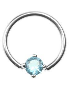 BCR Piercing med Lys Blå Sten