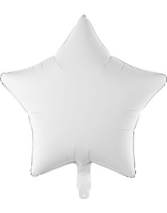 Matt Hvit Stjerneformet Folieballong 48 cm