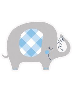 8 stk Baby Blue Elephant Invitasjoner m/ Konvolutter