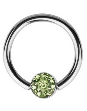 BCR Piercing with Sprakling Green Stone