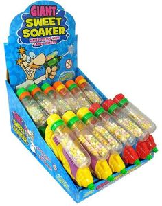 12 stk Sweet Soaker - Vannpistoler i Assorterte Farger med Godteri - Hel Eske