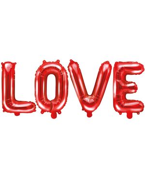 Love - Rød Blokkbokstav Ballong-Banner 73x59 cm