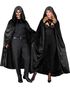 Svart Kostymekappe med Hette i Fløyel til Voksen 140 cm