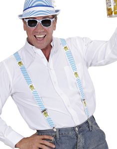 Blå og Hvit Oktoberfesthatt og Bukseseler - Pakketilbud
