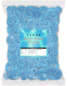 2 kg Candycrave Vegan Fizzy Blue Skulls - Stor Pose med Sure Blå Vingummihodeskaller