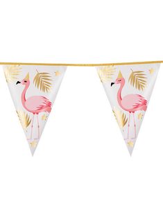 Banner med Vimpler og Foliert Gullmotiv 4 meter - Flamingo Gold