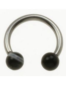Rund Øyenbrynspiercing med Svarte og Hvite Kuler - 1.2 x 8 mm