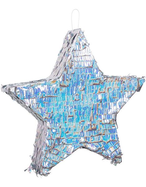Iriserende Glitrende Sølvfoliert Stjerne Pinata 55x41 cm